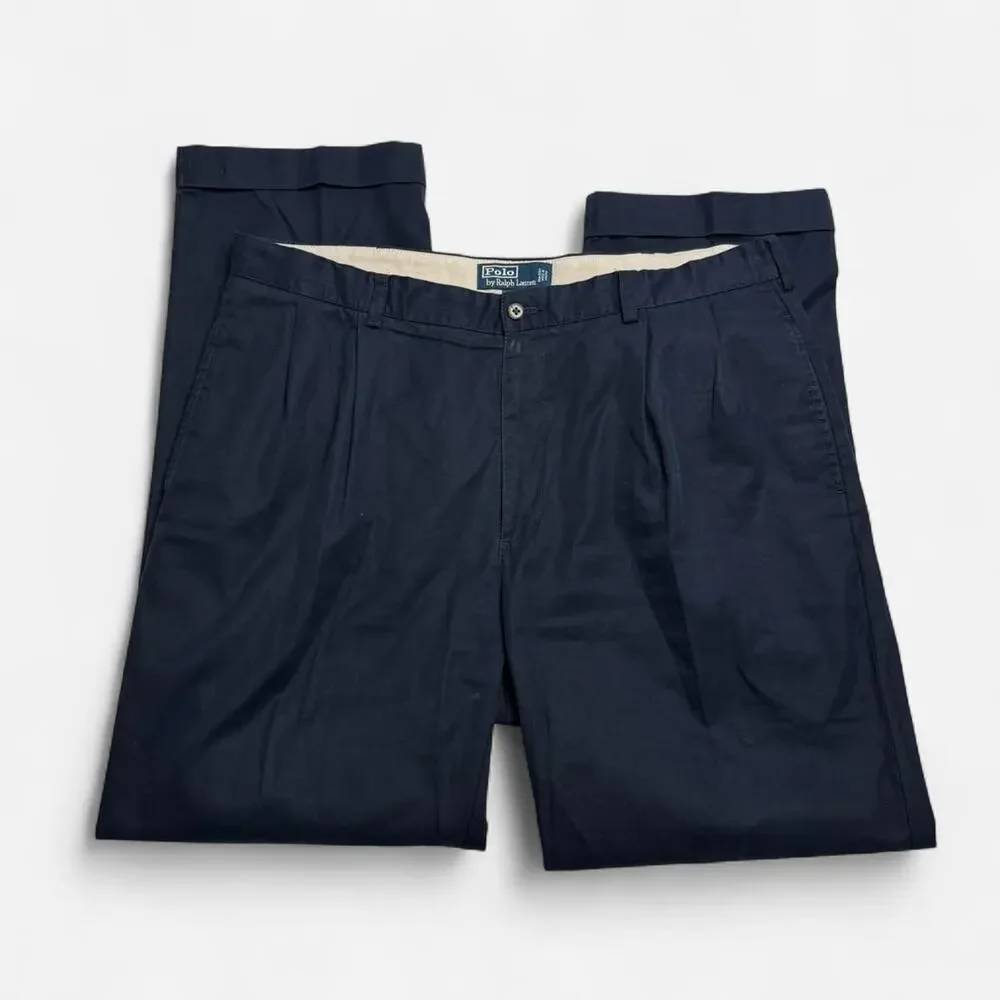 Polo Ralph Lauren Navy Dress Pants Pleated Classic Fit 38x32 Mens